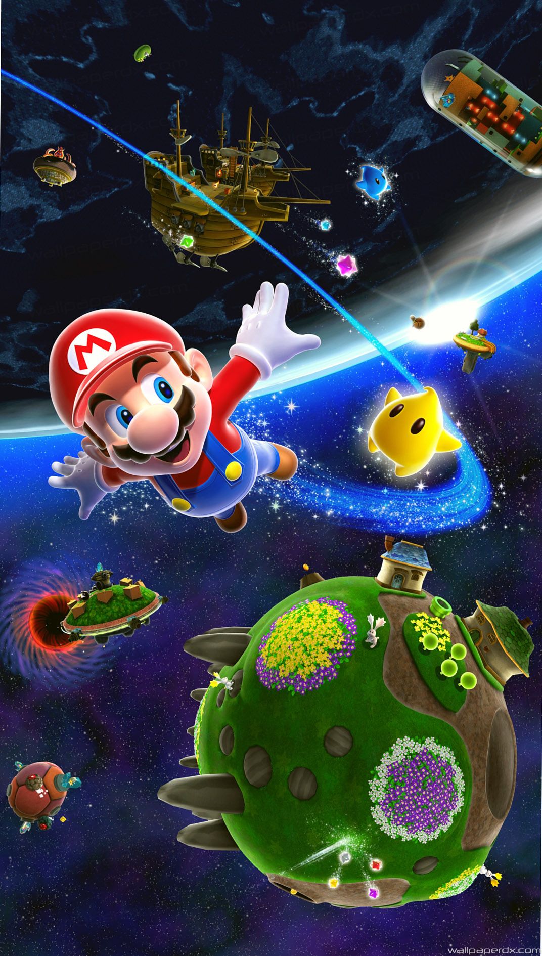 Super Mario Galaxy Android Iphone Hd Wallpaper - Super Mario Galaxy Wallpaper Iphone - HD Wallpaper 