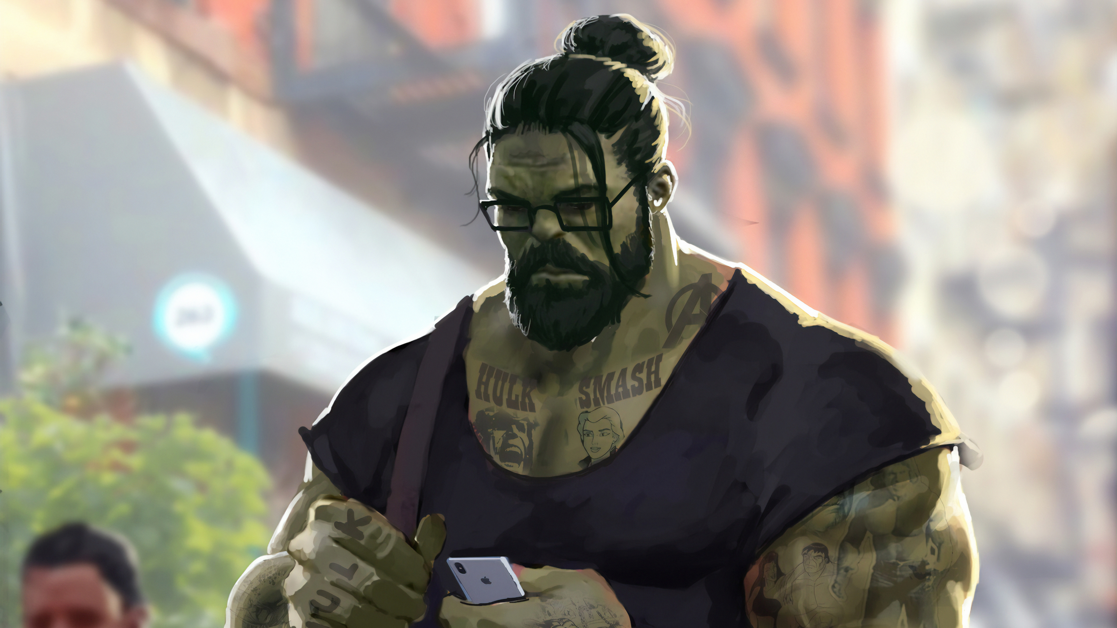 Hulk Man Bun - HD Wallpaper 