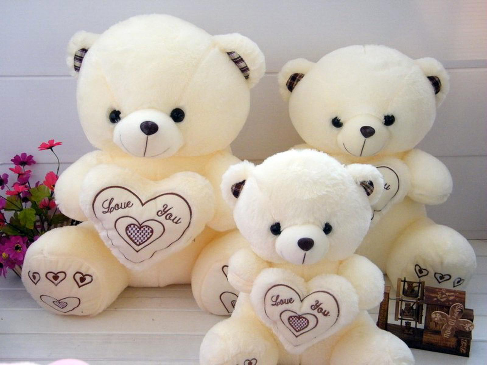 Teddy Love Bears Romantic Wallpaper - So Cute Teddy Bear - HD Wallpaper 