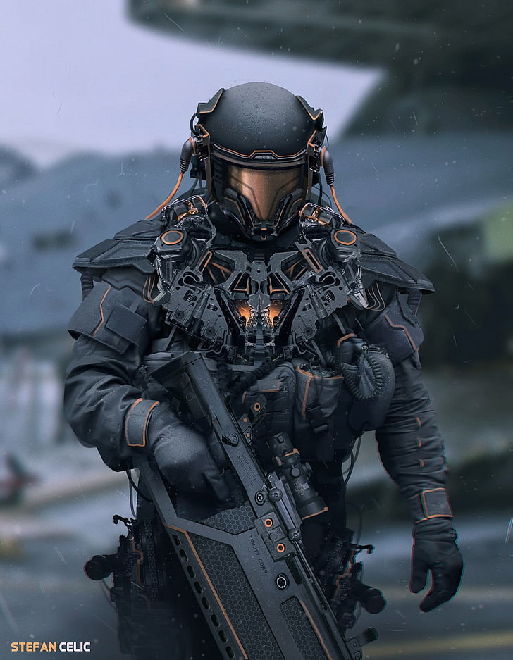 Stefan Celic Digital Wallpaper, Soldier, 3d, Fantasy - Futuristic Soldier Concept Art - HD Wallpaper 