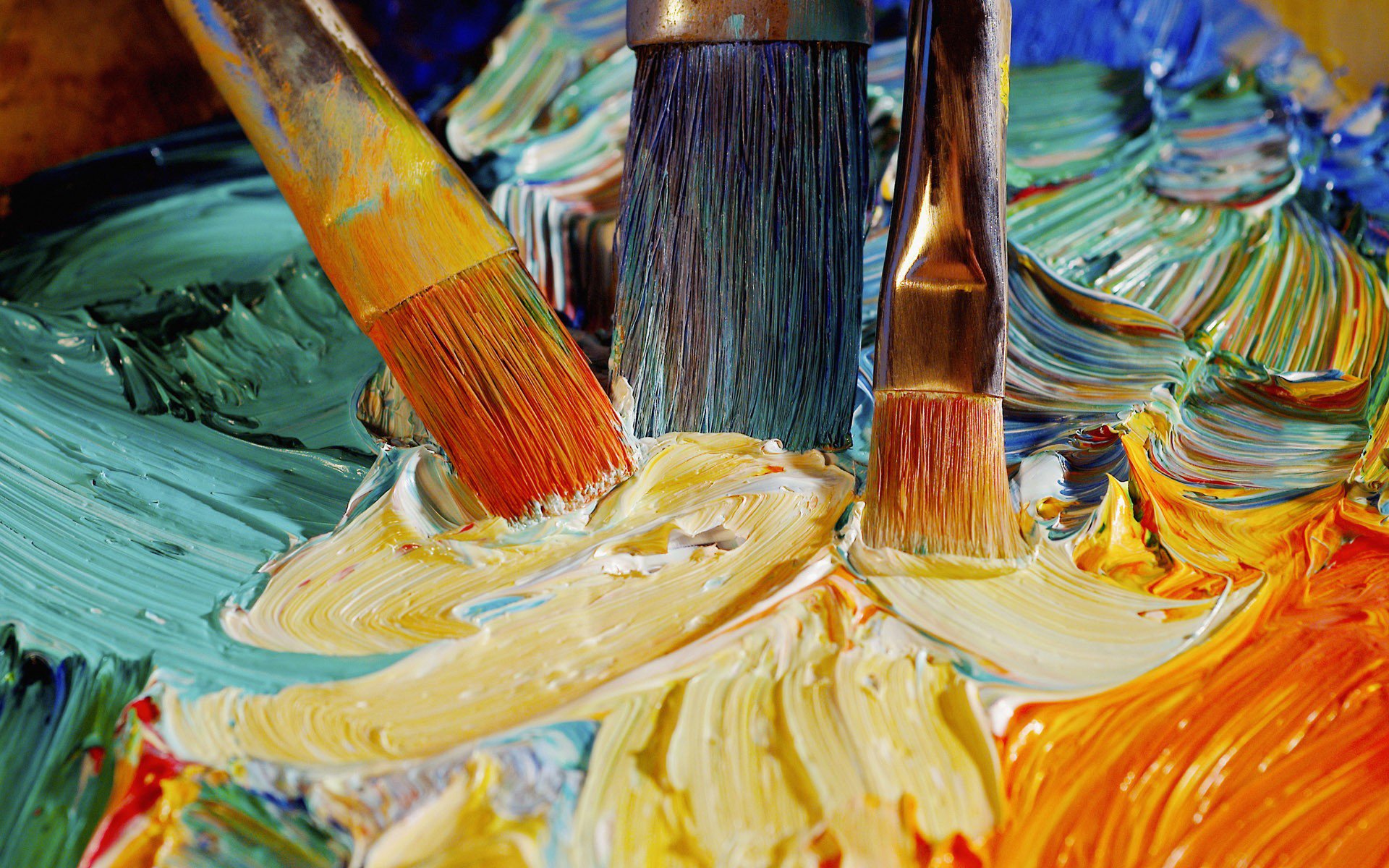 Oil Paint And Brushes - HD Wallpaper 