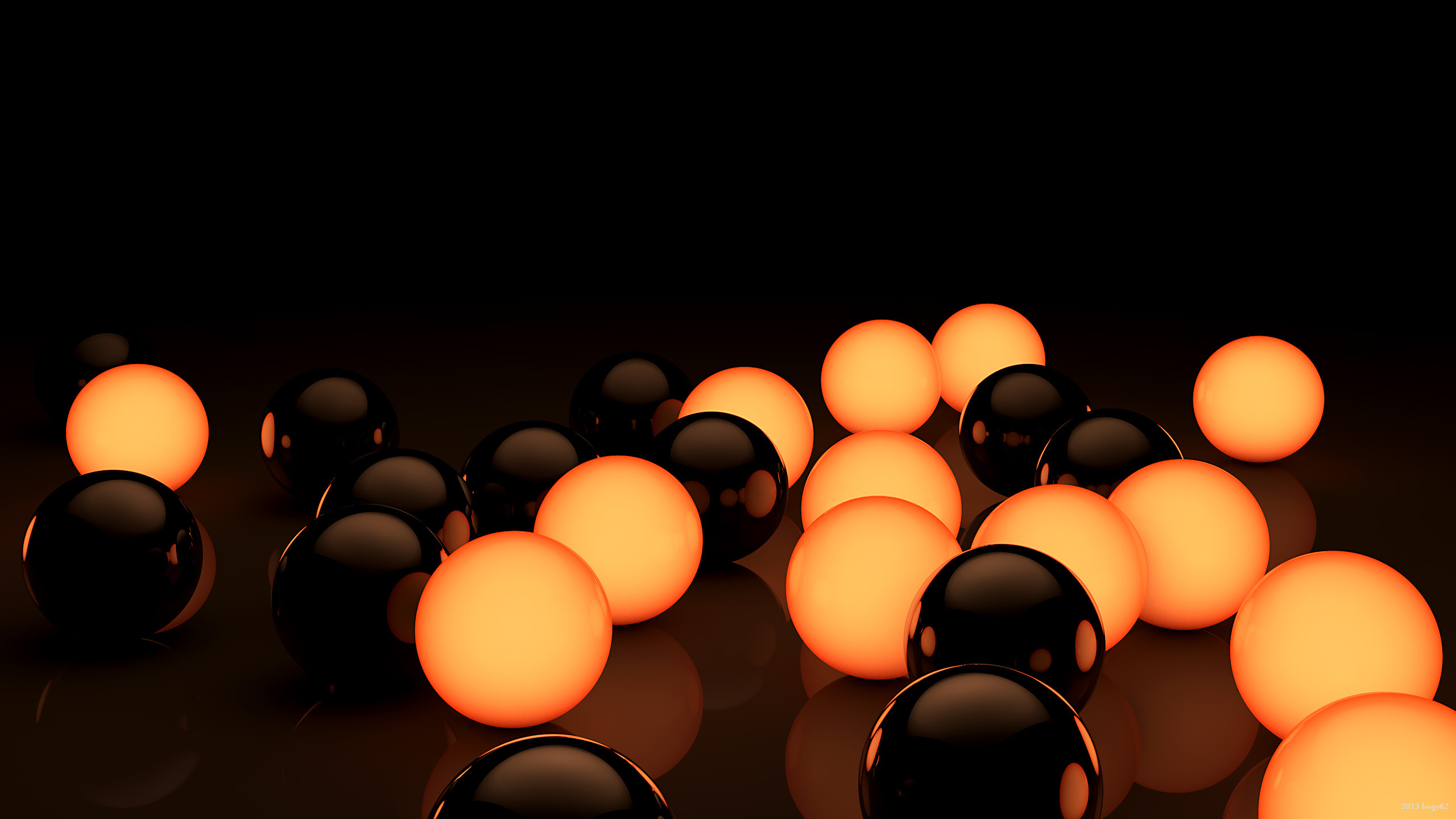 Black And Orange Bubbles In Wallpaper 3d - Orange And Black Balls -  2560x1440 Wallpaper 