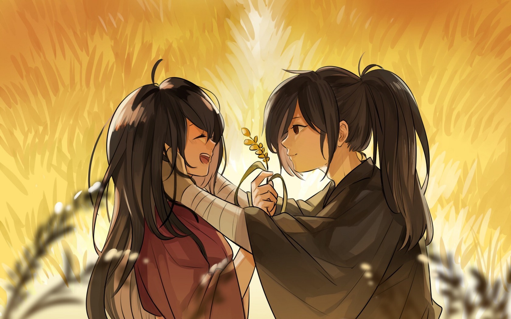 Hyakkimaru X Mio, Romance, Dororo, Couple, Smiling, - Hyakkimaru And Mio - HD Wallpaper 