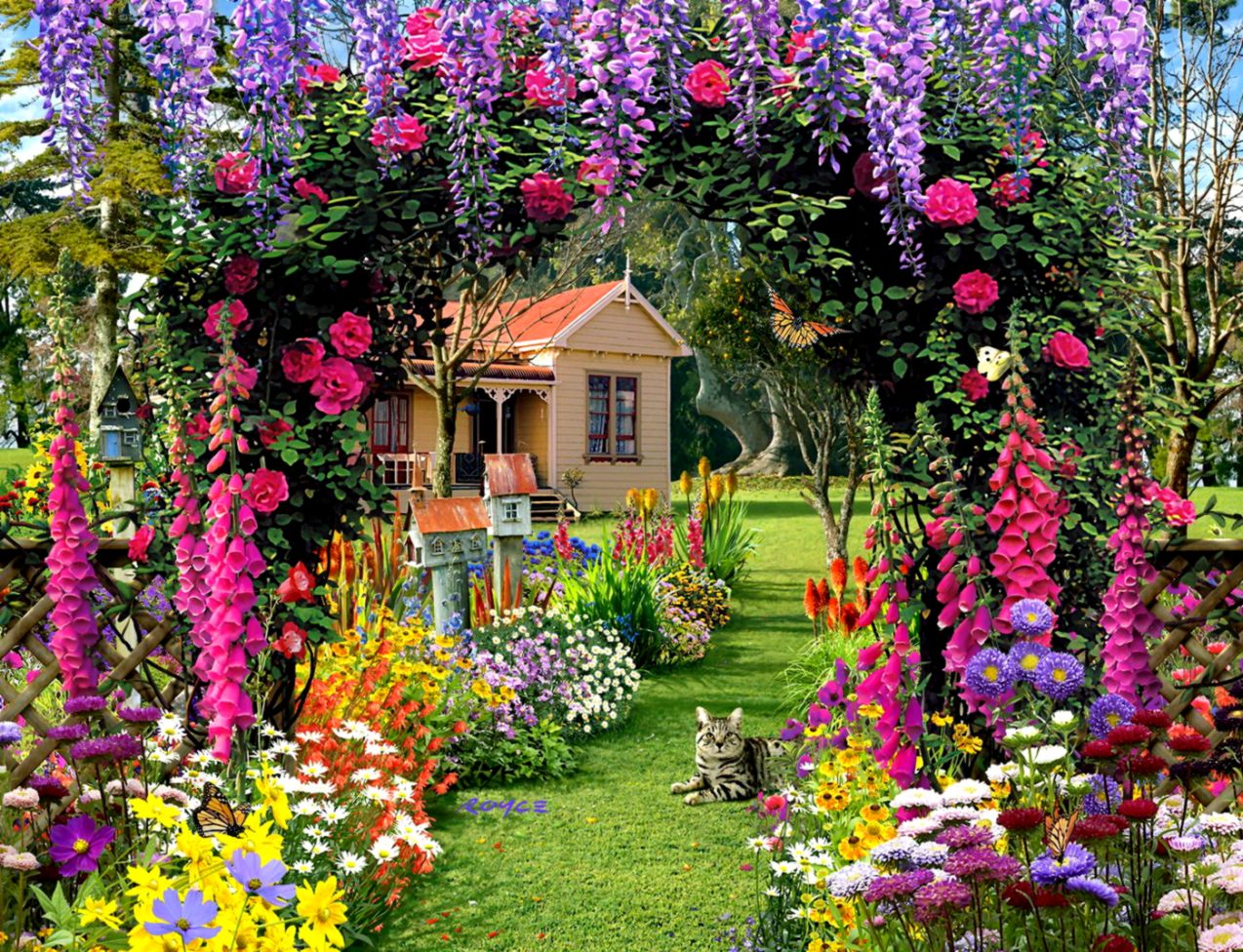 Summer Garden Flower Wallpaper Free Hd For Desktop - Beautiful Garden  Flowers - 1274x976 Wallpaper 