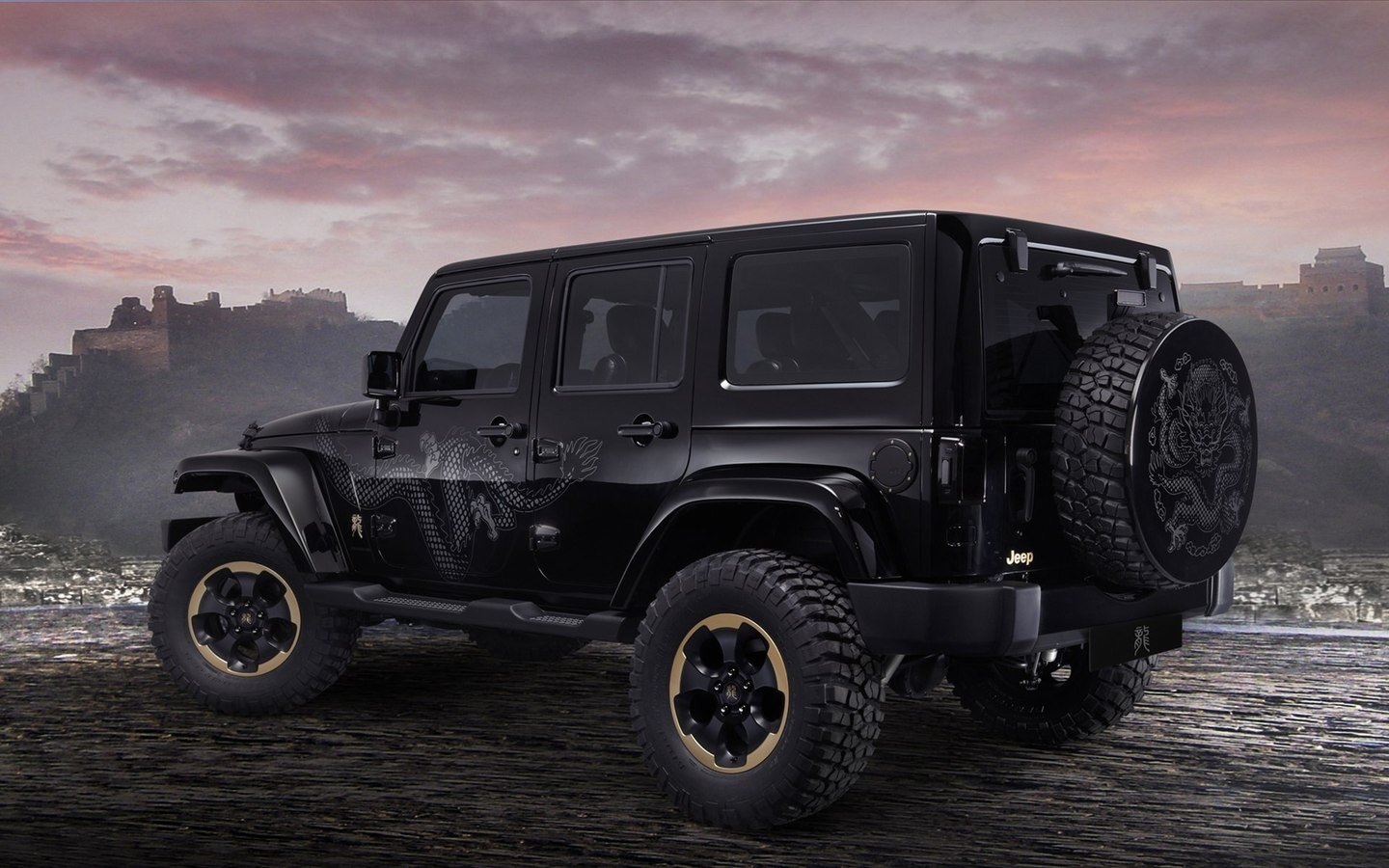 Jeep Chinese Dragon Edition Hd Wallpaper - Black Jeep Wrangler - HD Wallpaper 