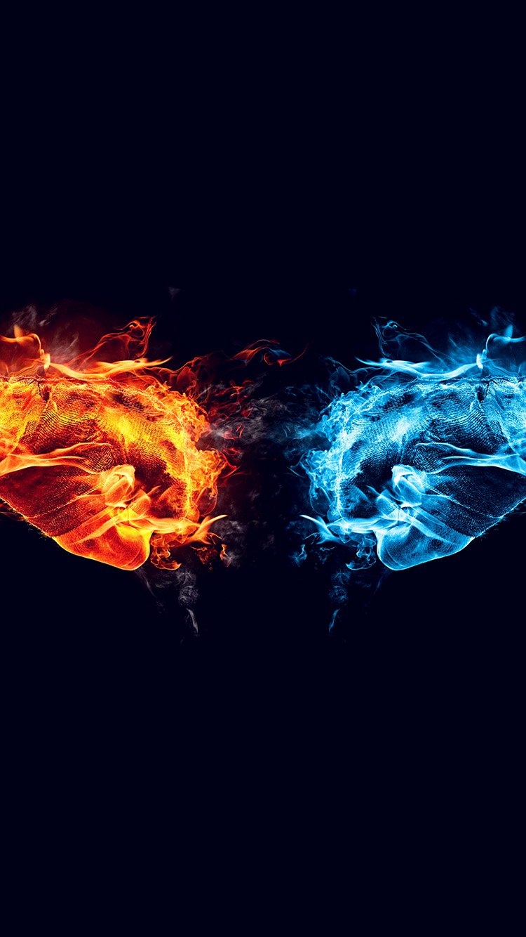 Com Apple Iphone7 Iphone7plus Wallpaper Vo07 Cold Fire - Blue And Red Fire Dragon - HD Wallpaper 