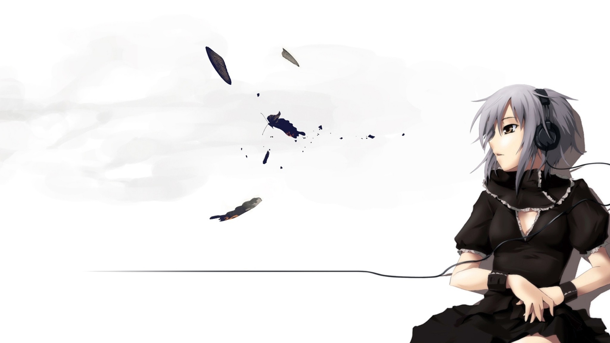 Wallpaper Anime, Girl, Headphones, Cables, Background, - Hd Anime 2560 X 1440 - HD Wallpaper 