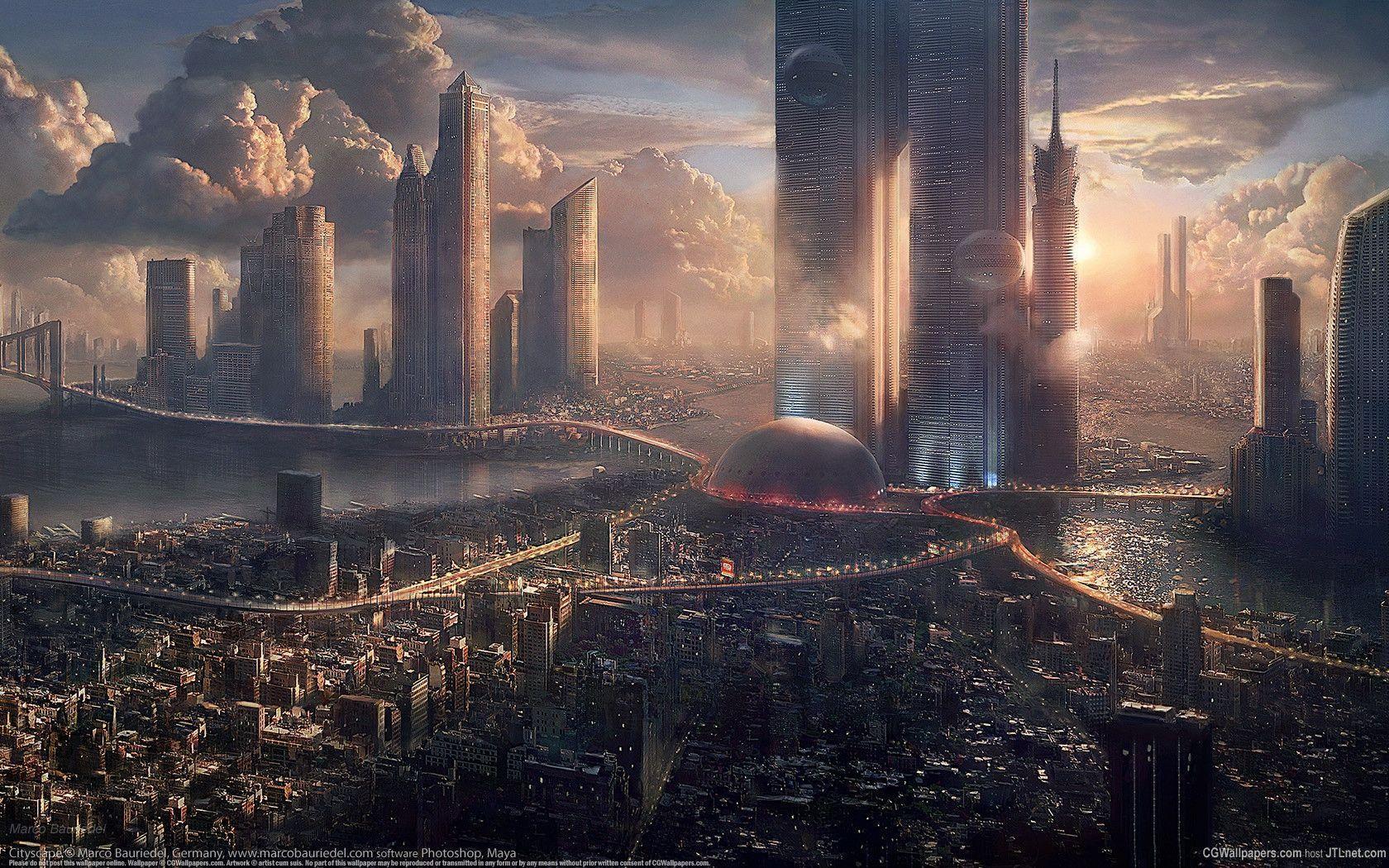 Science Fiction Wallpapers - Future City Art - HD Wallpaper 