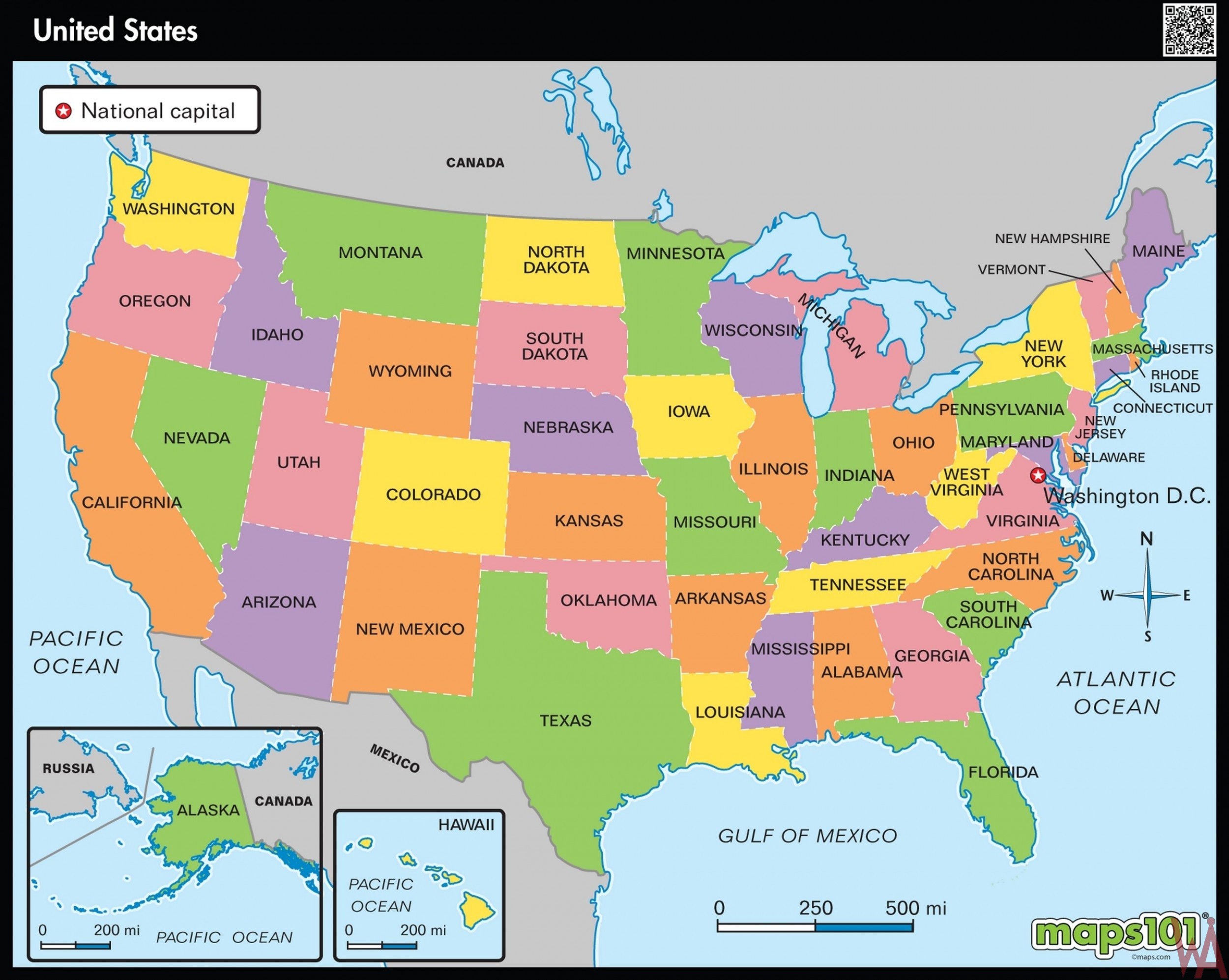 Hd Wallpaper Large State Map Of The Us - United States Political Maps - HD Wallpaper 
