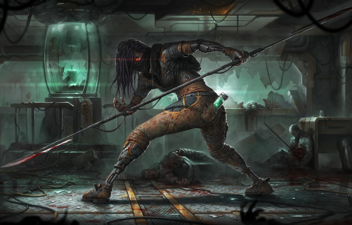 Photo Wallpaper Fantasy, Fighter, Art, Art, Fiction, - Warrior Futuristic Fantasy Art - HD Wallpaper 
