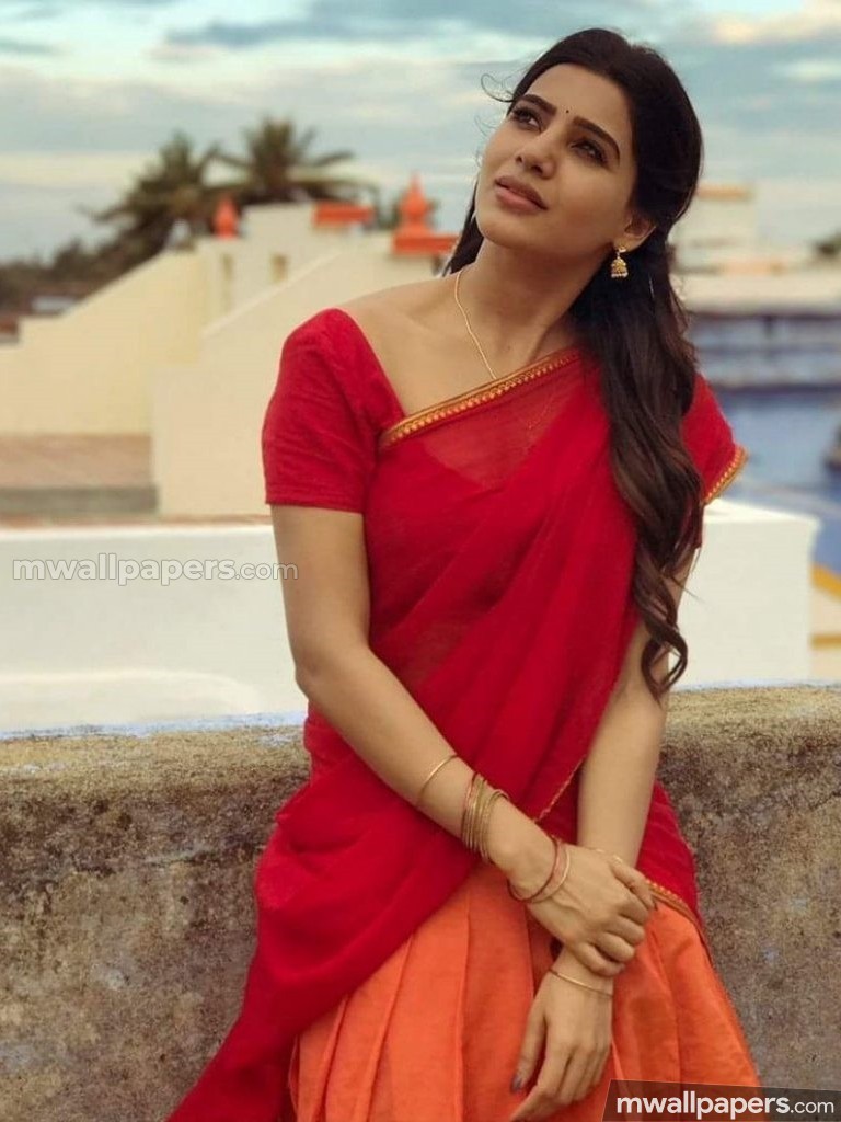 Samantha Beautiful Hd Photoshoot Stills (16364) - Samantha Ruth Prabhu In Red Saree - HD Wallpaper 