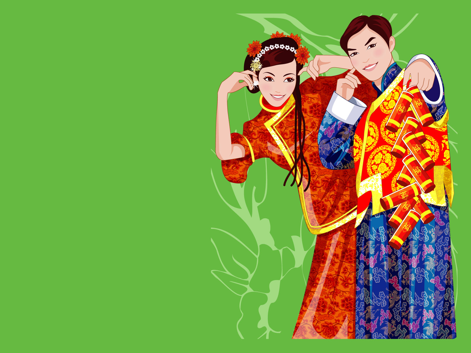 Traditional Wedding Couple - 唐装 - HD Wallpaper 