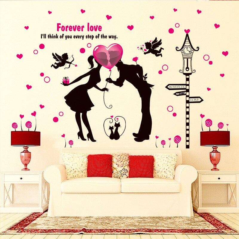 Romantis Valentine Wallpaper Pernikahan Kamar Pasangan - Wedding Wall Sticker - HD Wallpaper 