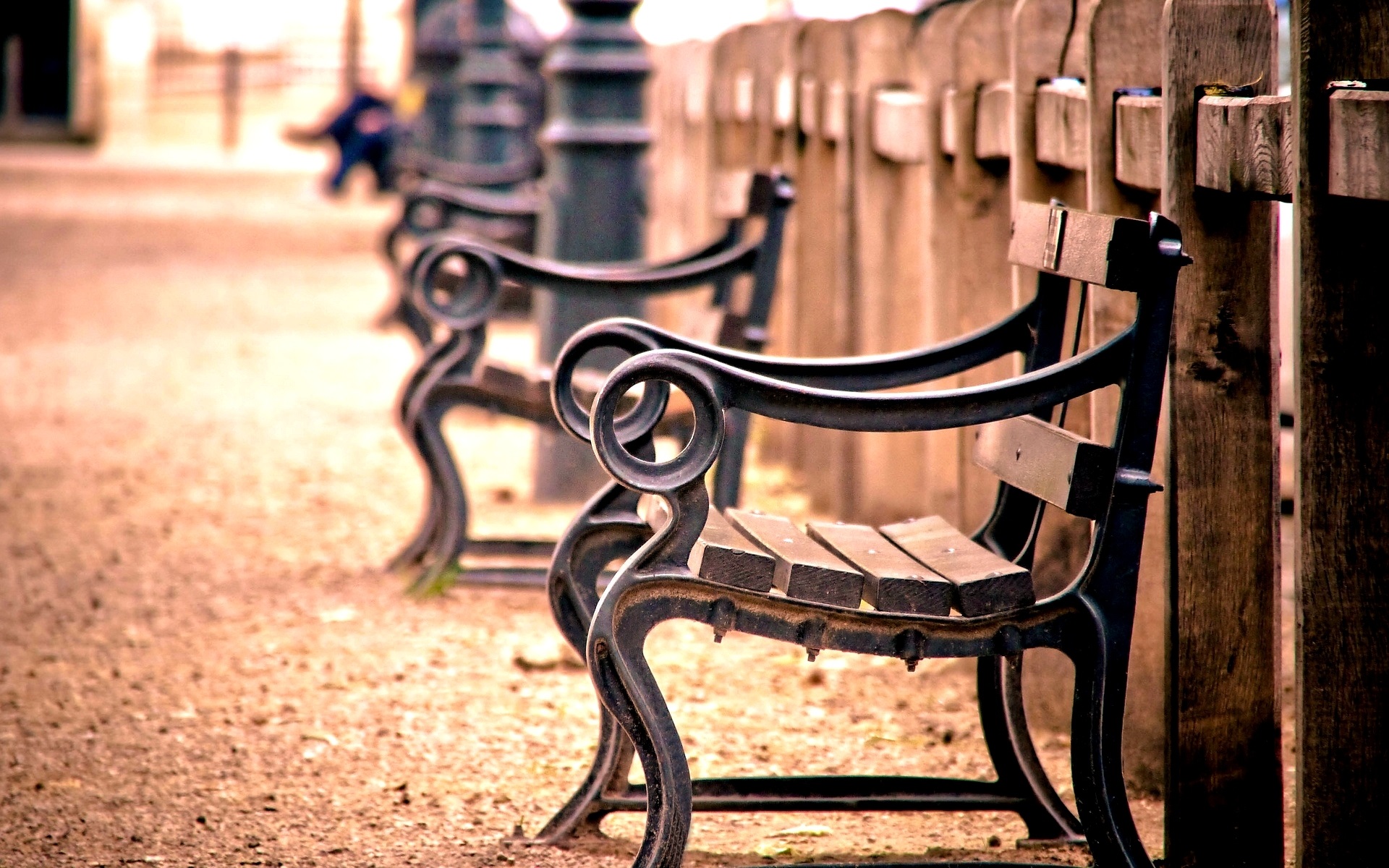 Wallpaper Bench, Fence, Railing, Wood, Blur - Beautiful Wallpaper For Laptop Full Hd - HD Wallpaper 