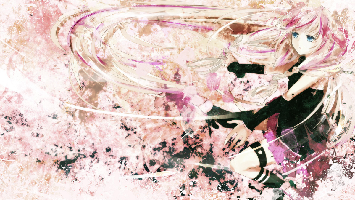 Anime, Black, And Blossom Image - Ia Vocaloid Background - HD Wallpaper 