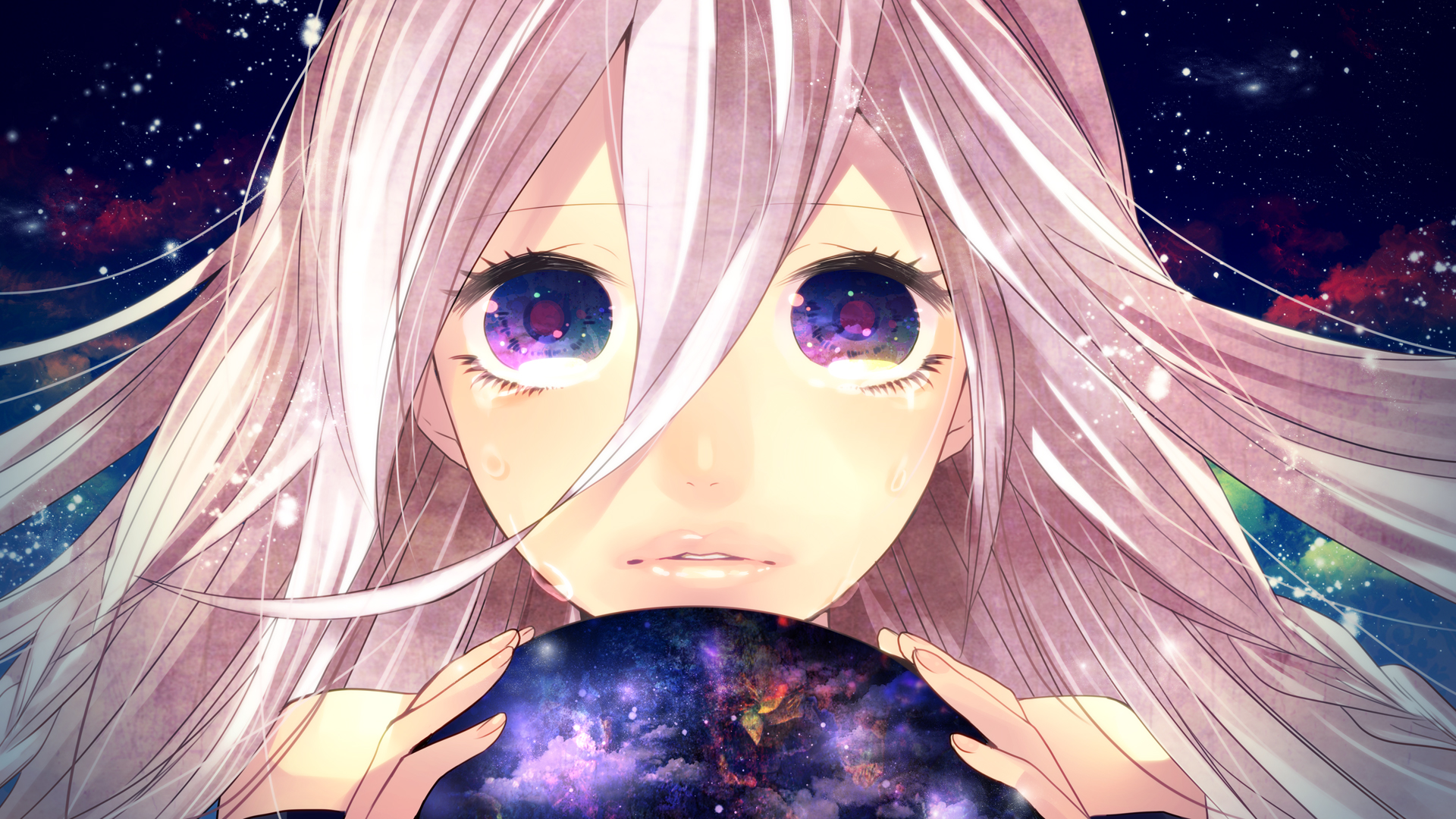 Anime Girl Rainbow Eyes - HD Wallpaper 