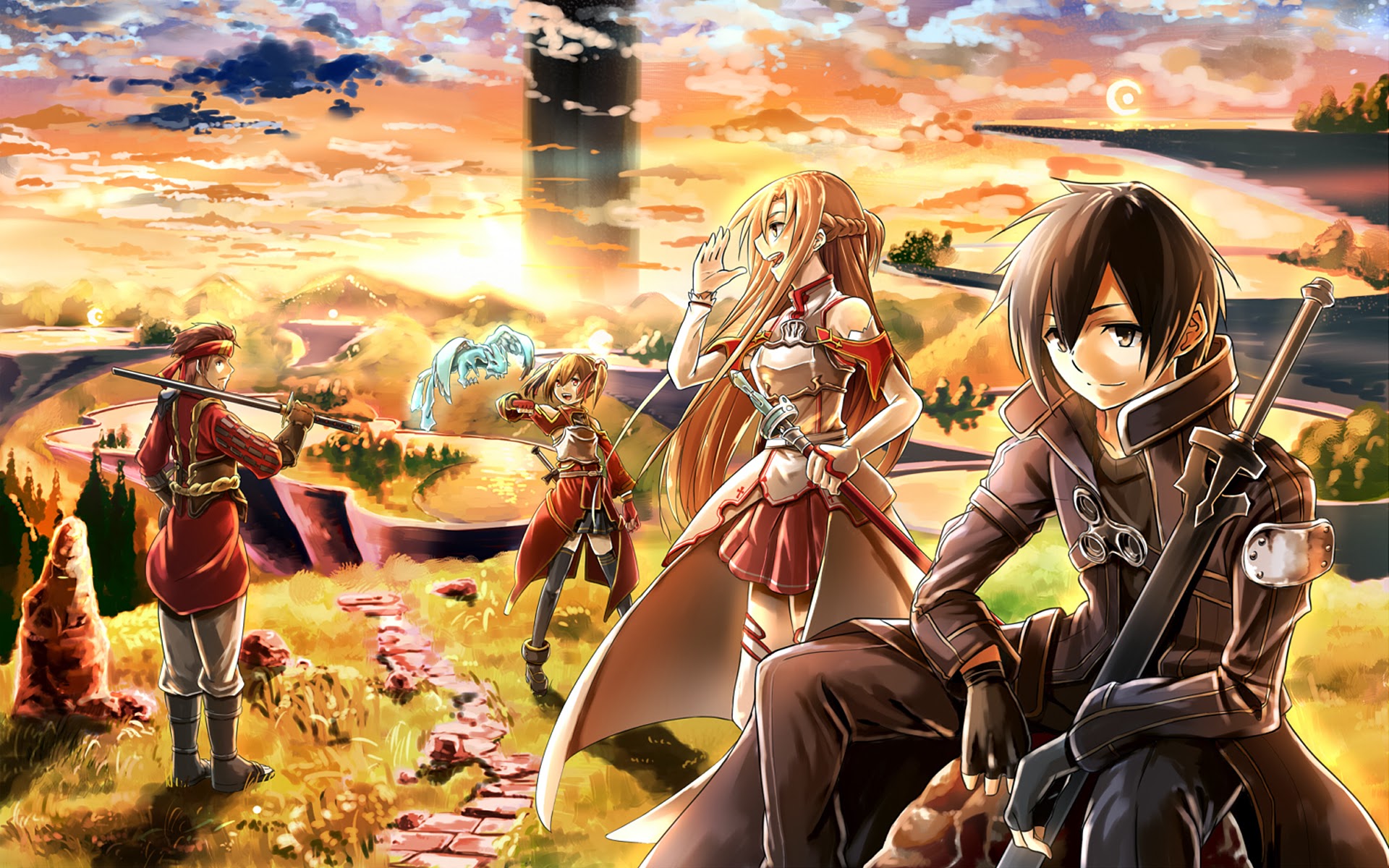 Sword Art Online Anime Sunset Hd Wallpaper Image - Sword Art Online Laptop Wallpaper Hd - HD Wallpaper 