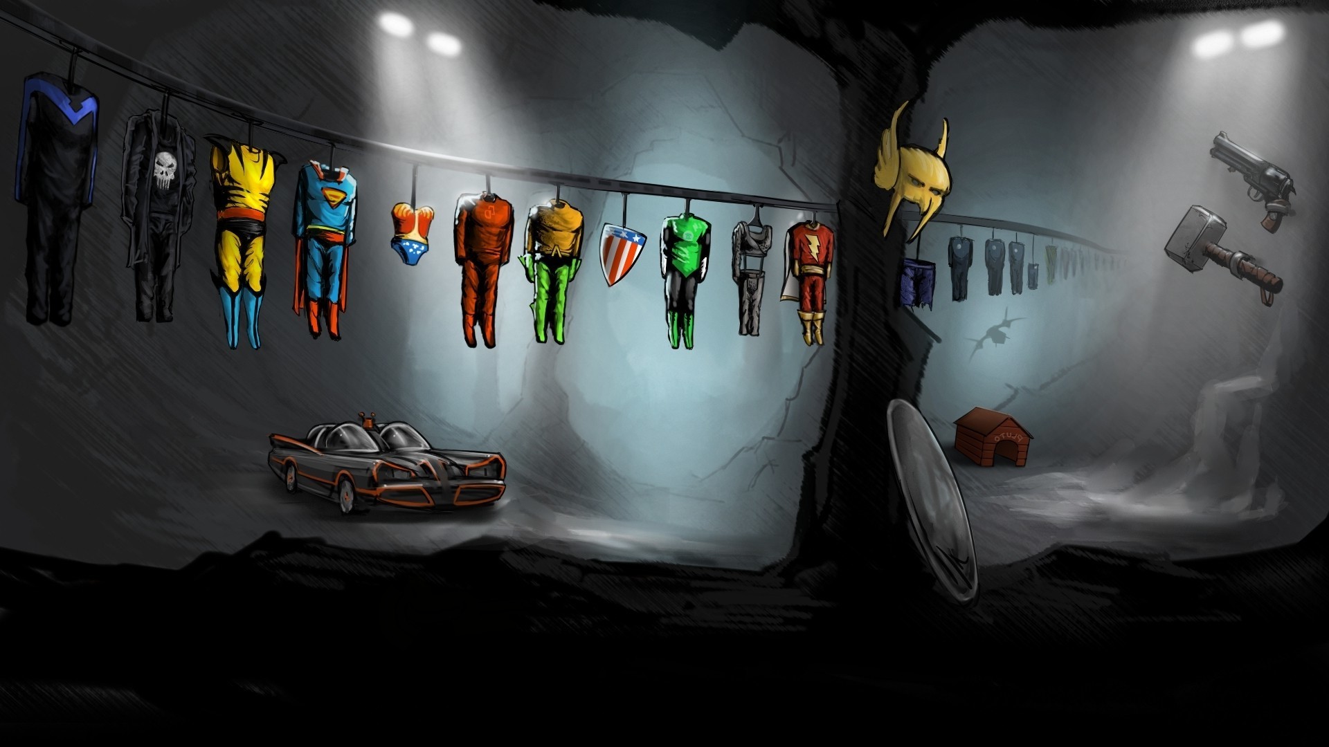 Heroes, The Punisher, Batman, Artwork, Digital Art, - Visual Arts - HD Wallpaper 