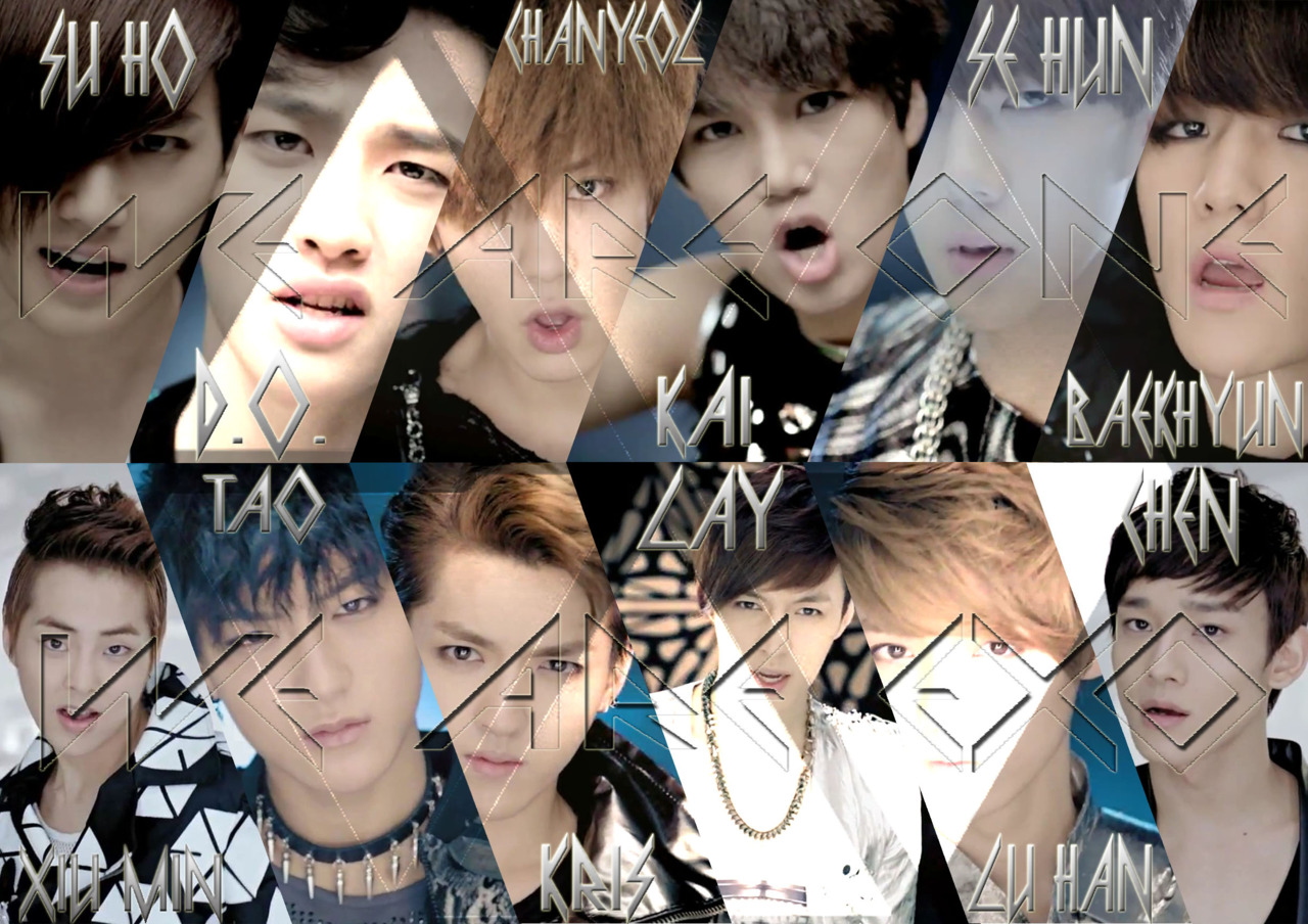 Exo Group Photo With Name - HD Wallpaper 