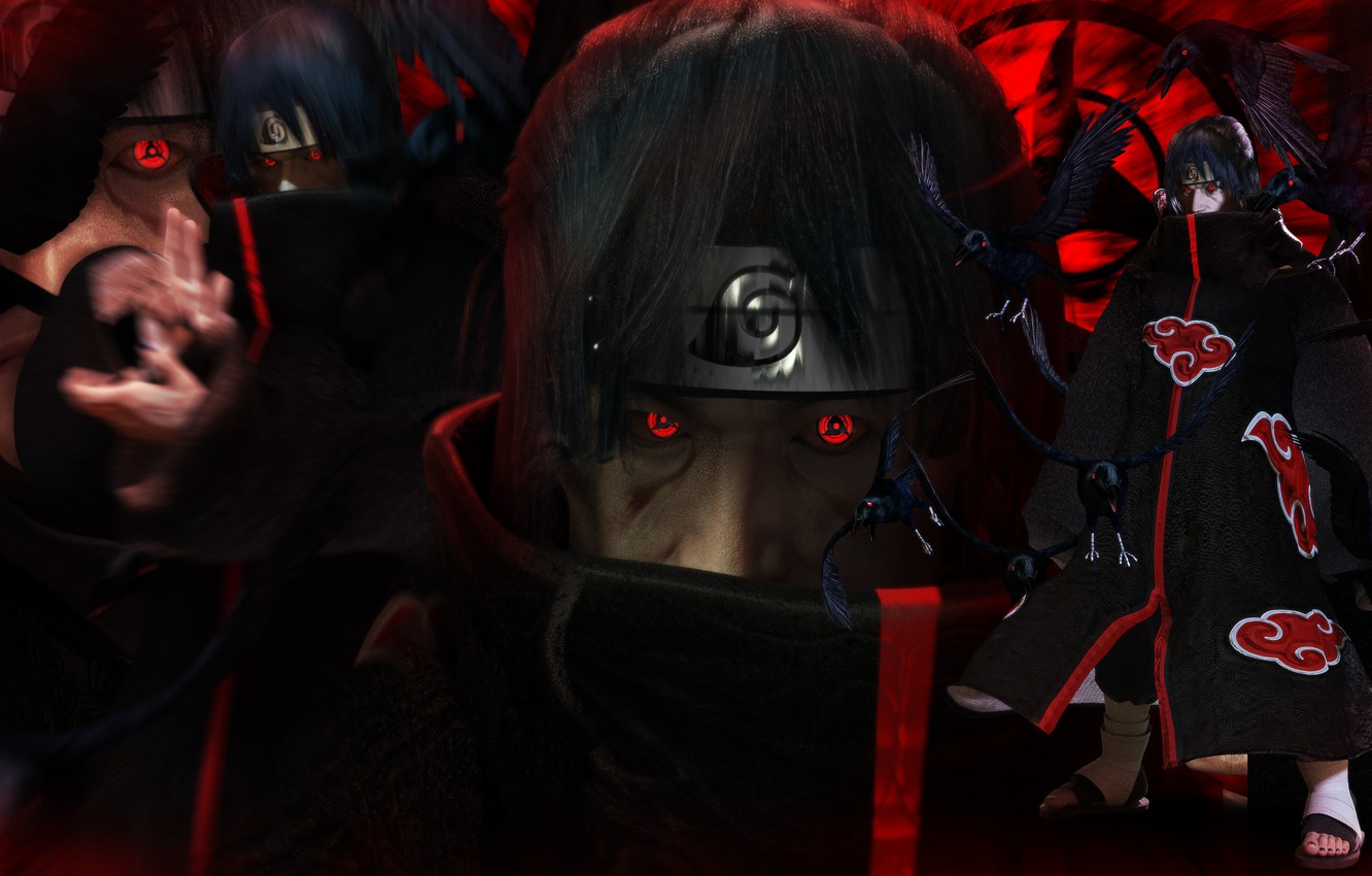 Photo Wallpaper Naruto, Crow, Itachi, Ninja, Hero, - Akatsuki Mangekyou Sharingan Itachi Uchiha - HD Wallpaper 