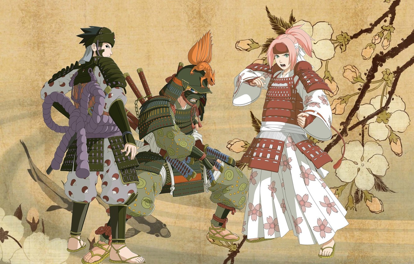 Photo Wallpaper Game, Naruto, Anime, Samurai, Sharingan, - Cherry Blossom Japanese Art - HD Wallpaper 
