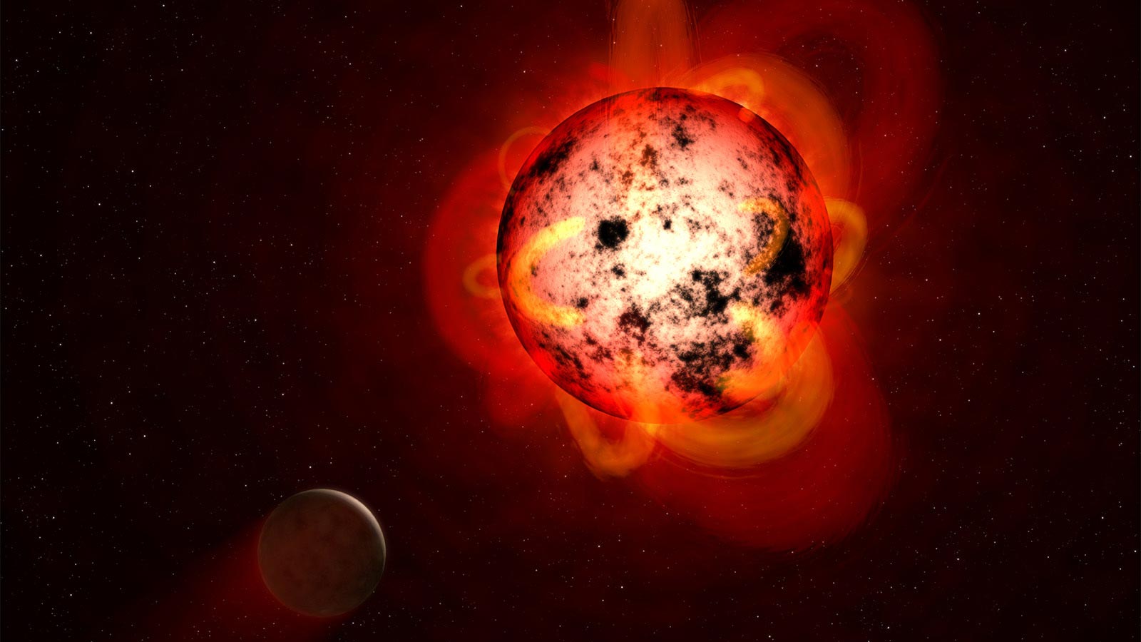 Red Dwarf Star Orbited By Exoplanet - HD Wallpaper 