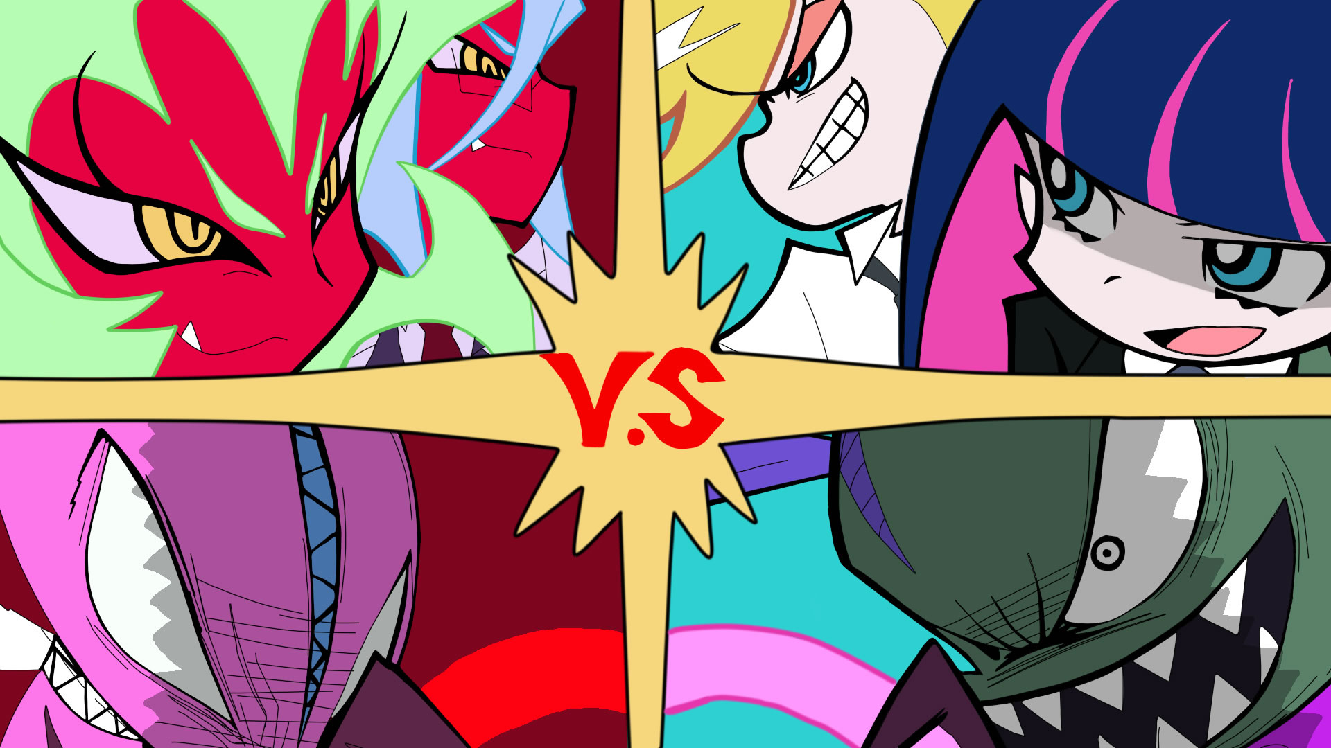 Panty And Stocking Fighting Scanty And Kneesocks - HD Wallpaper 