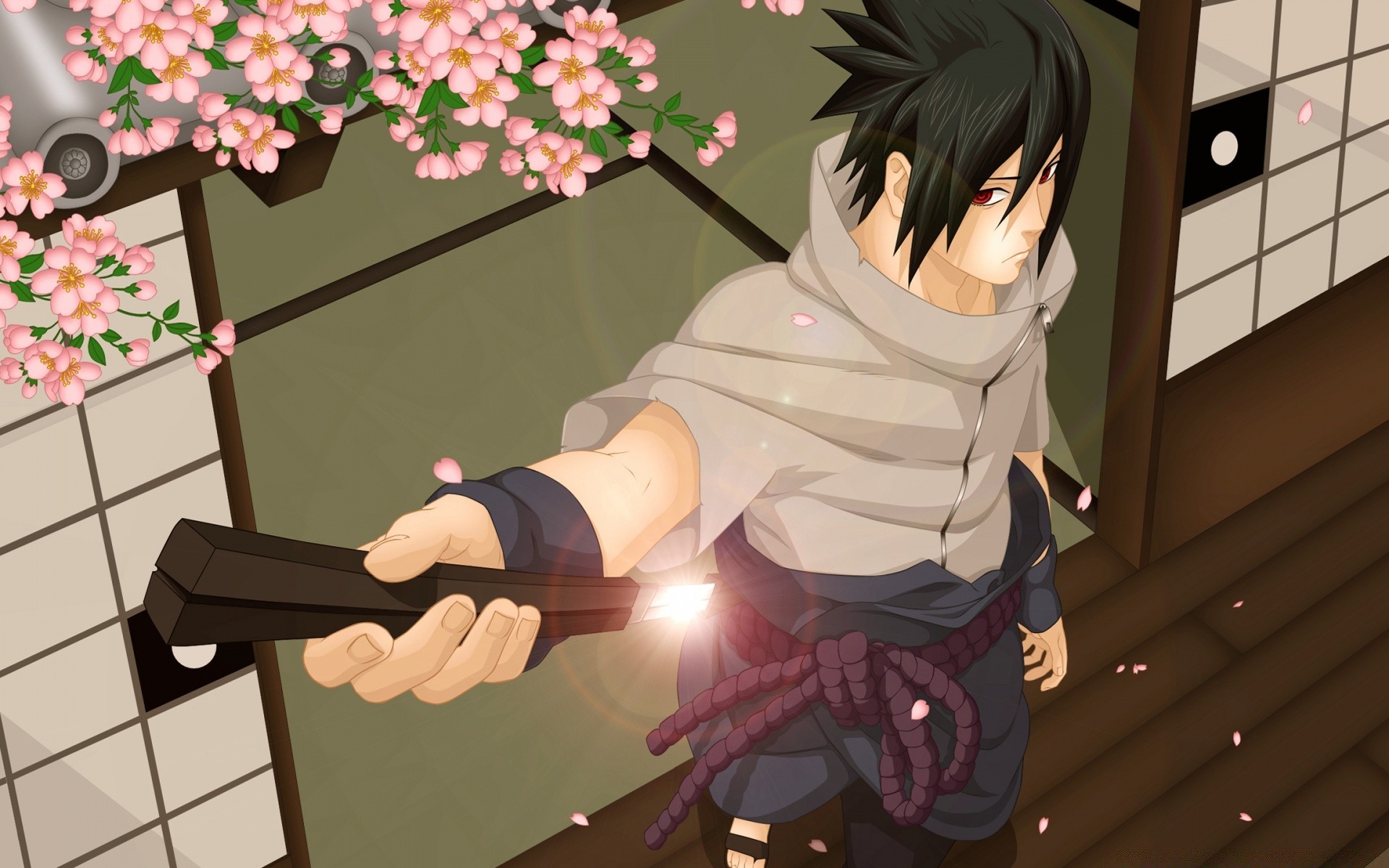 Anime Woman Business Indoors Man Adult One Girl - Sasuke Uchiha Door - HD Wallpaper 