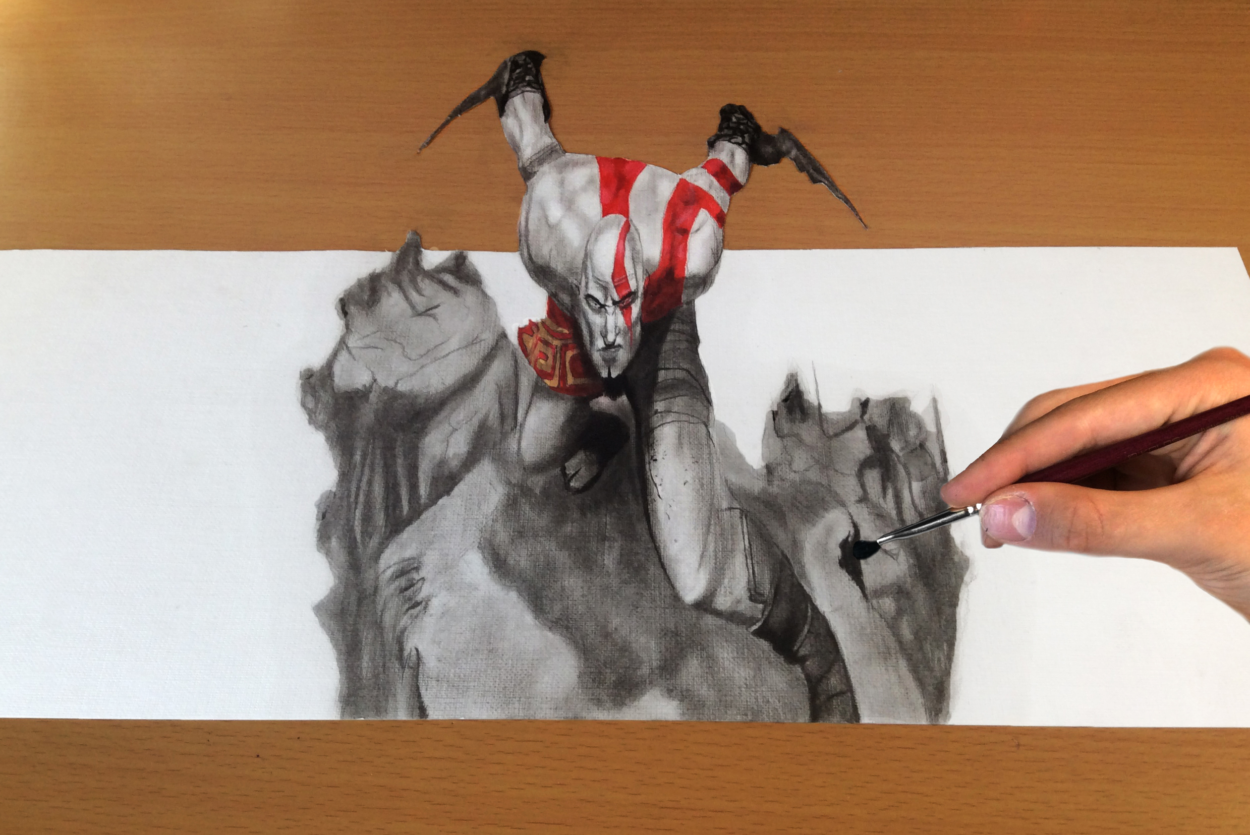Trick Art, Drawing 3d - God Of War Drawing - HD Wallpaper 