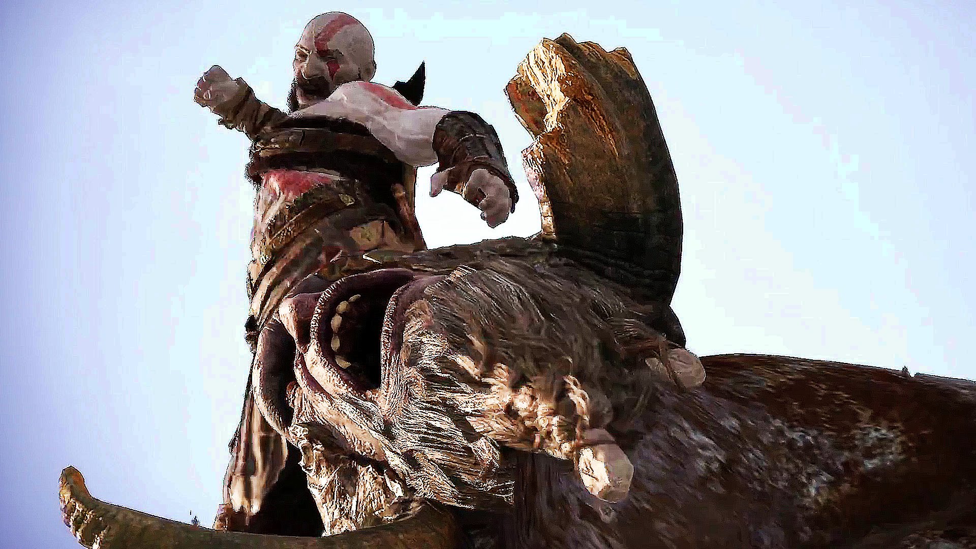Kratos Attacks A Creature In God Of War Ps4 - God Of War 4 On Ps4 - HD Wallpaper 