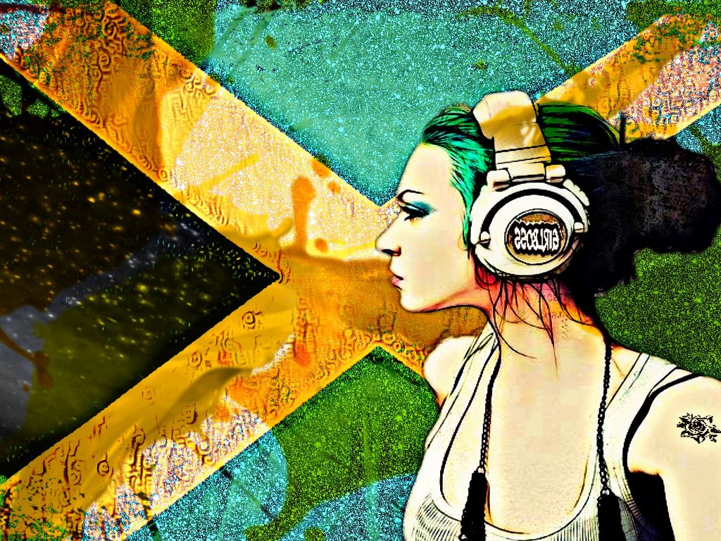#girl #music #musique #remix #flag#reggae #drapeau - Music Girl - HD Wallpaper 