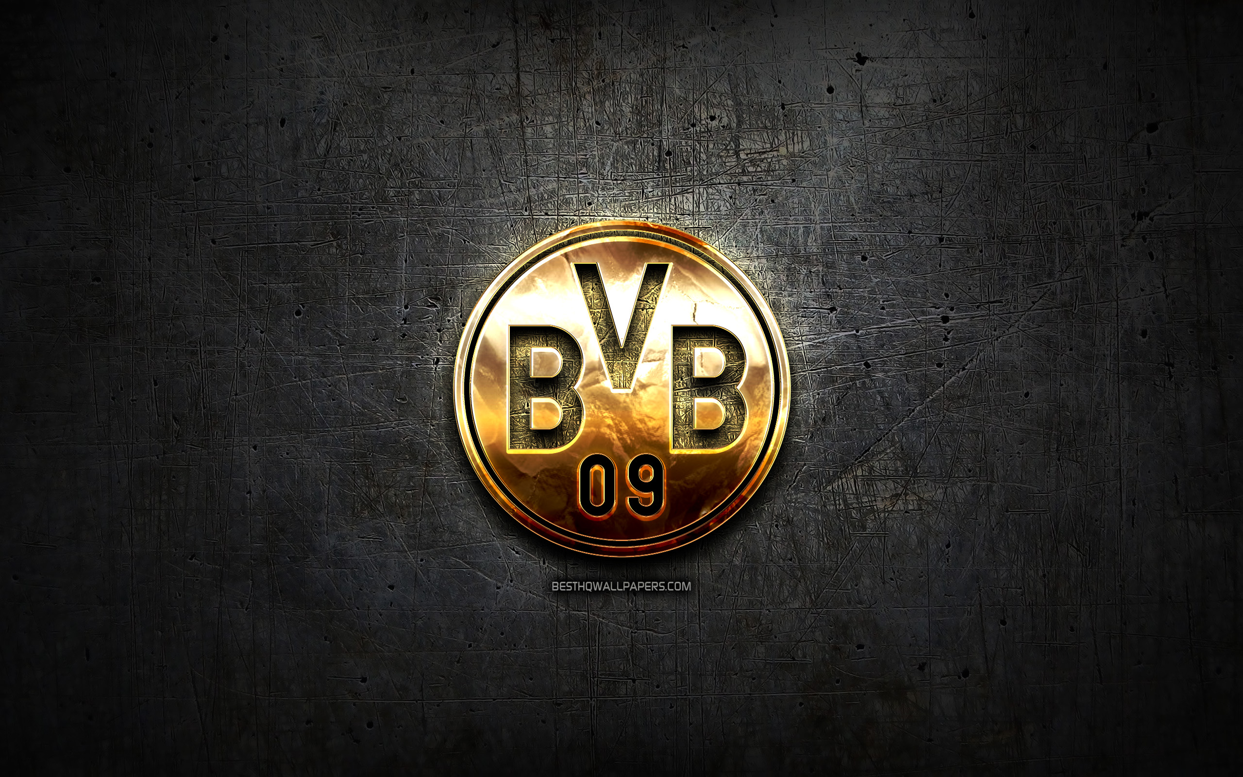 Borussia Dortmund Fc, Golden Logo, Bundesliga, Black - Emblem - HD Wallpaper 
