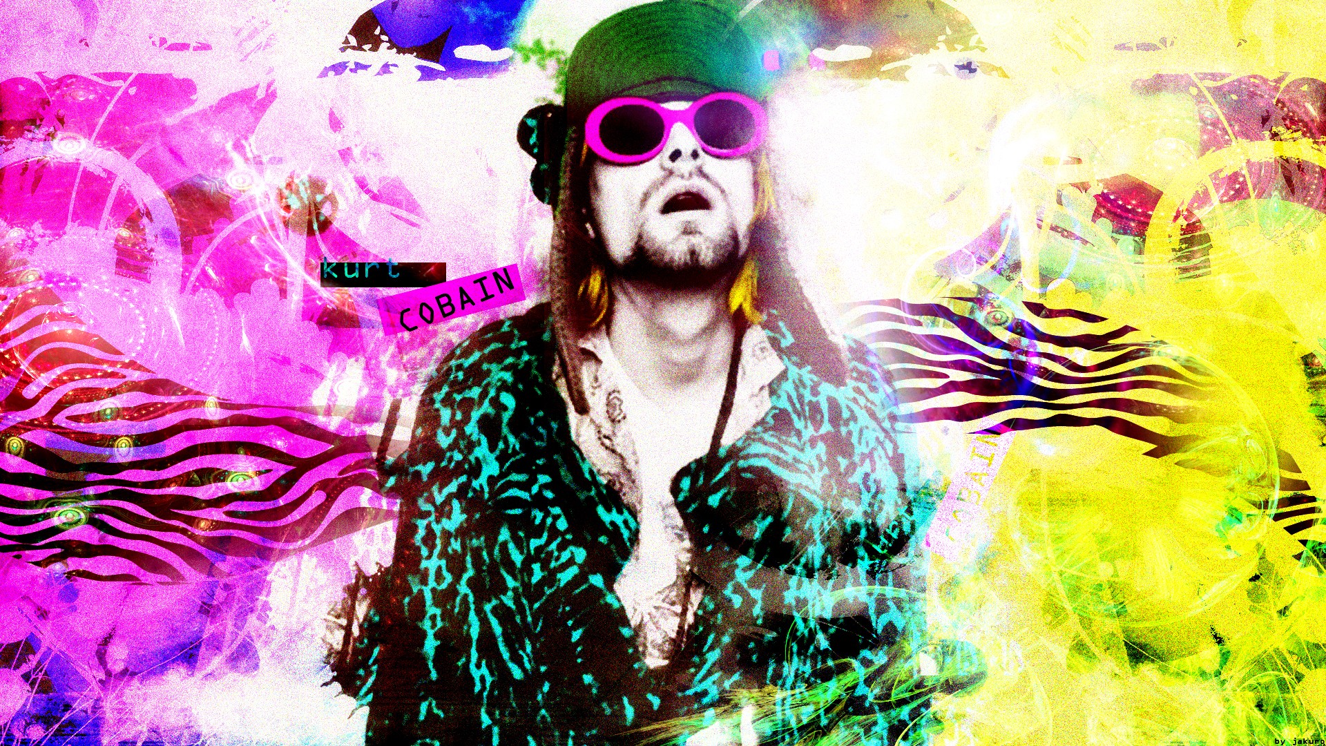 Wallpaper - Kurt Cobain Psychedelic - HD Wallpaper 