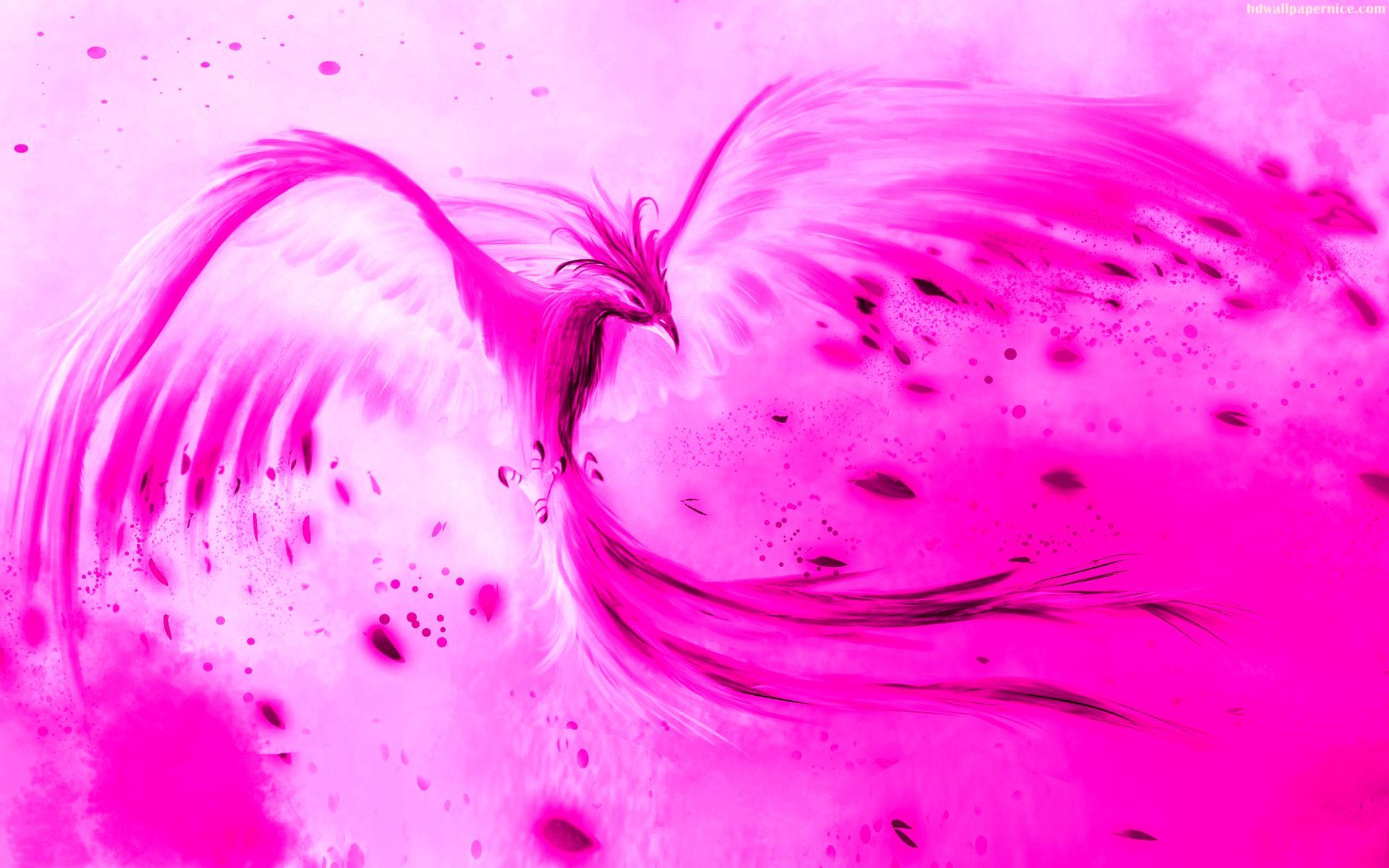 Pink Phoenix Bird - HD Wallpaper 