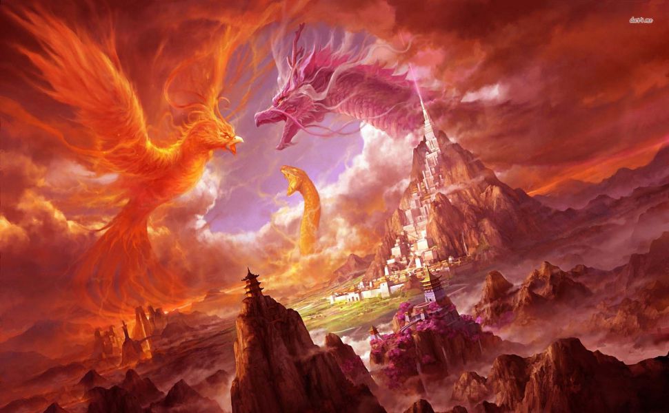 Phoenix Hd Wallpaper Wp200288 - Chinese Phoenix Fantasy Art - HD Wallpaper 