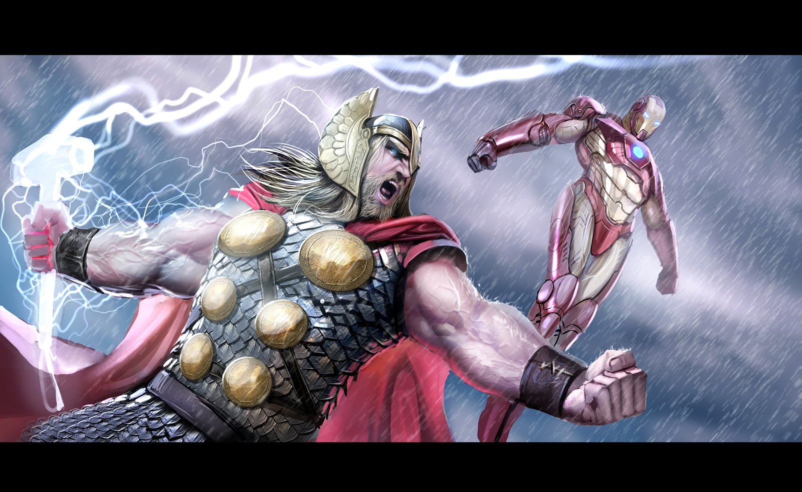 Iron Man And Thor Art - HD Wallpaper 