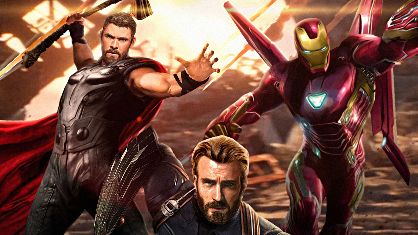 Iron Man Captain America Thor - 1366x768 Wallpaper 