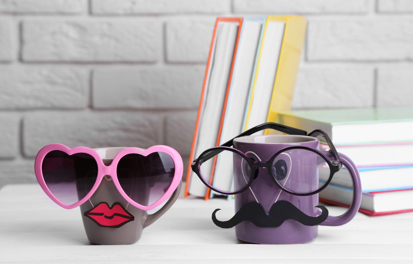Photo Wallpaper Books, Coffee, Glasses, Mug, Cup, Lips, - Очки Кофе Книга - HD Wallpaper 