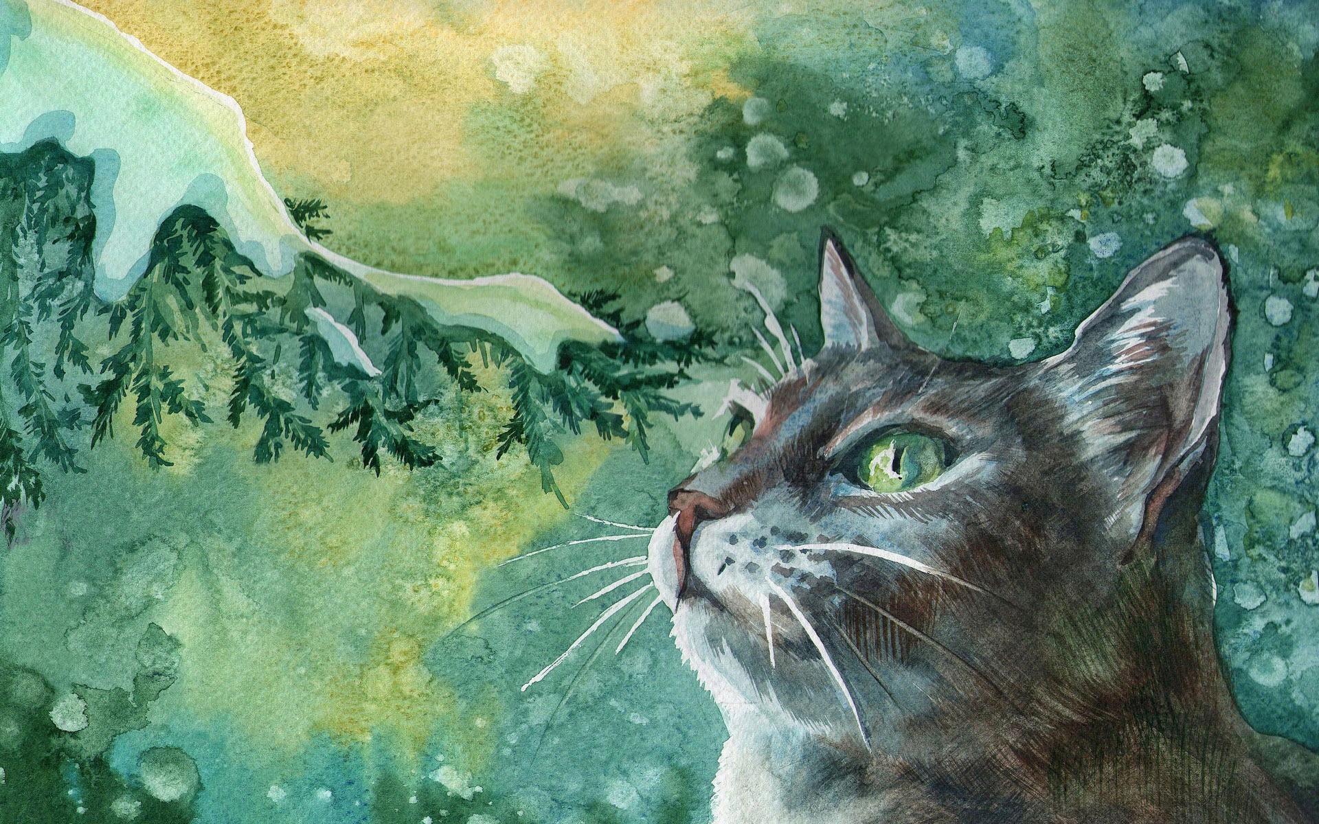 Cat Painting Background - HD Wallpaper 