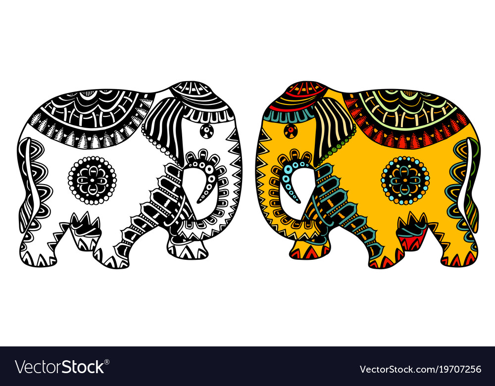 Elephant Tattoo Indian Color - HD Wallpaper 