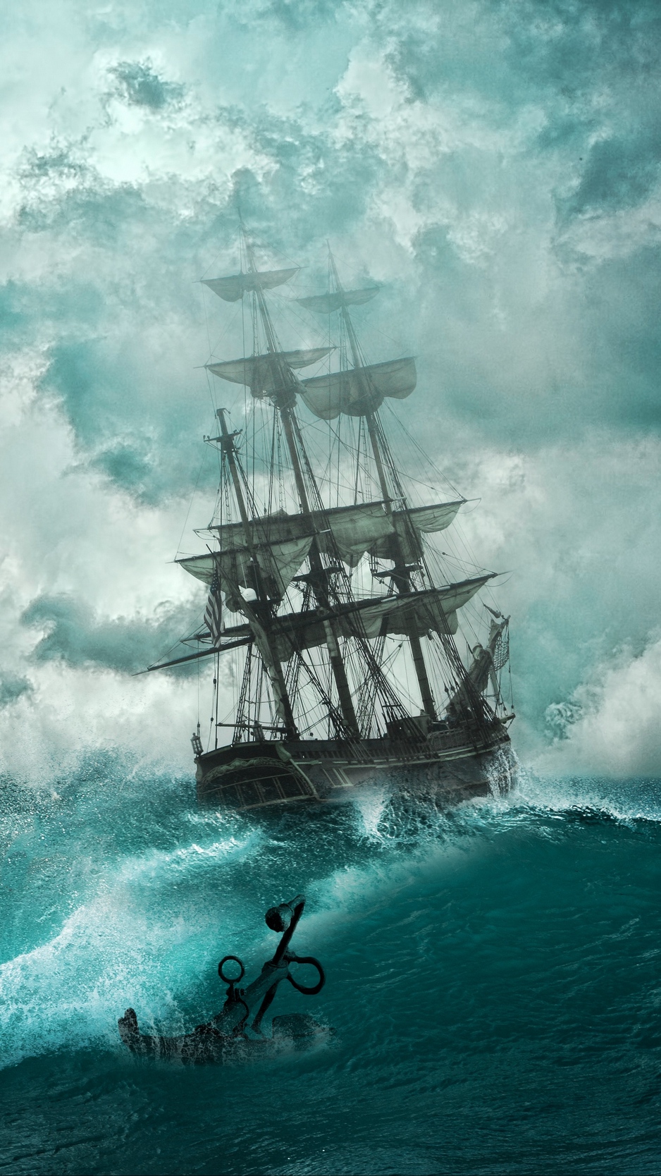 Wallpaper Ship, Storm, Waves, Anchor, Photoshop - Pirate Ship - HD Wallpaper 