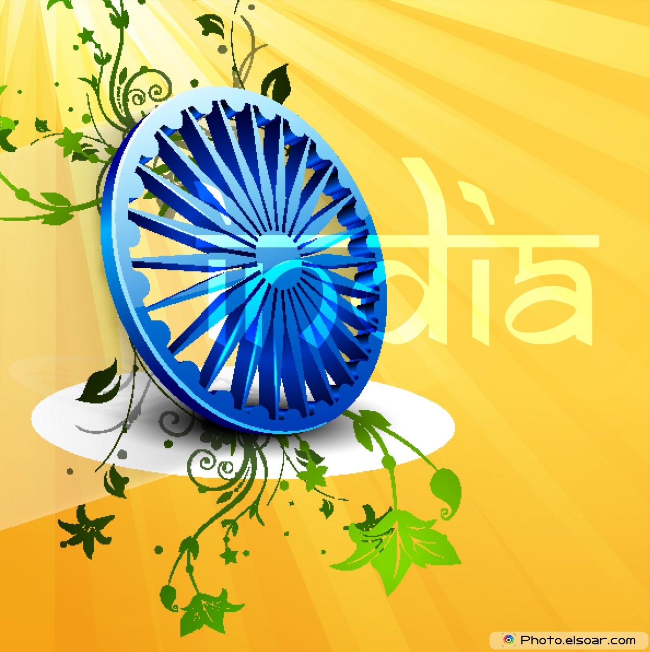 Indian Independence Day Hd Wallpaper With Ashoka Wheel - Ashok Chakra 3d - HD Wallpaper 