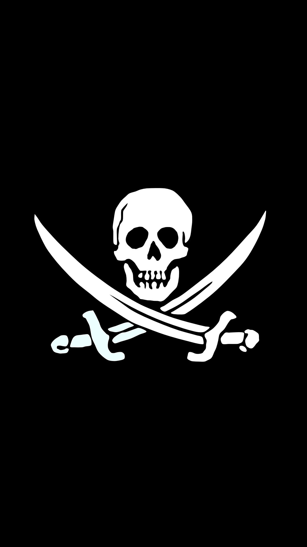 Jolly Roger Pirate Skull Black And White Android Wallpaper - Jolly Roger Black Background - HD Wallpaper 