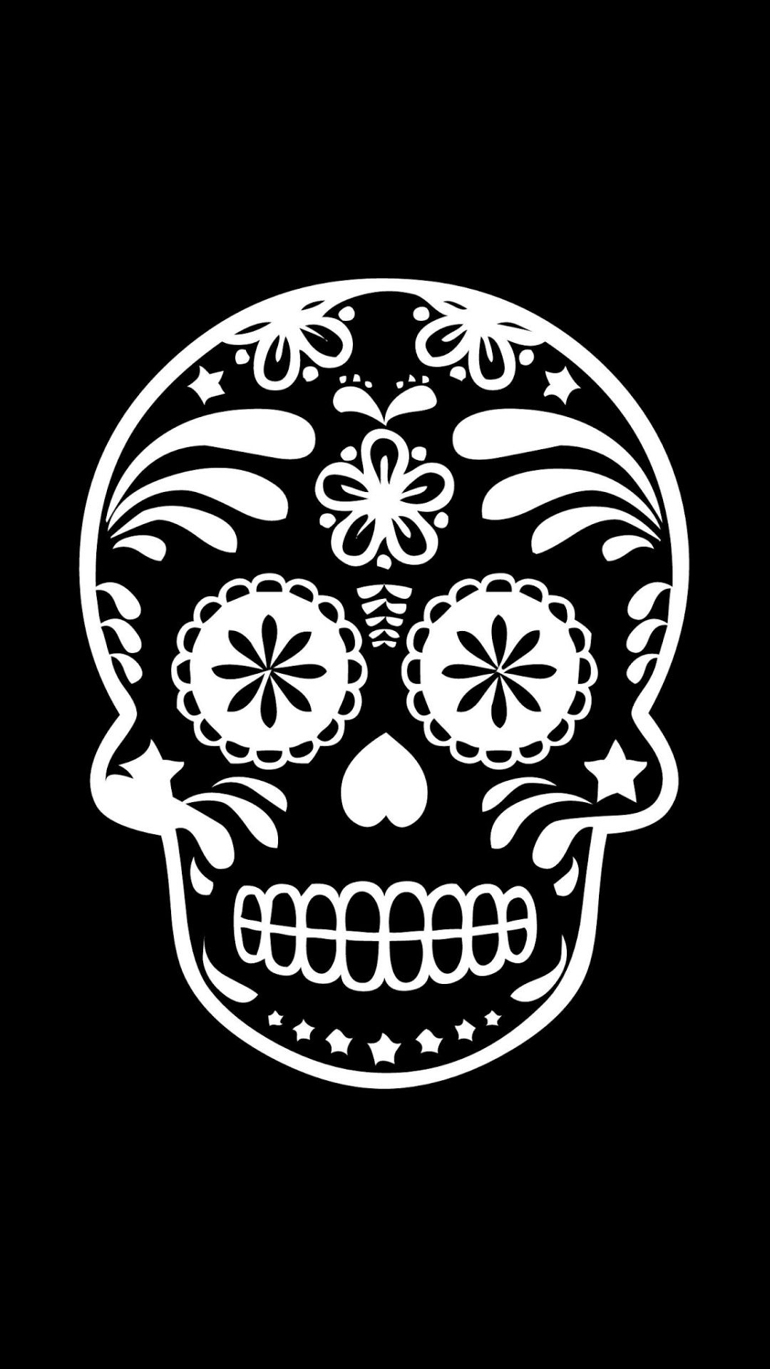 Sugar Skull With Black Background - HD Wallpaper 