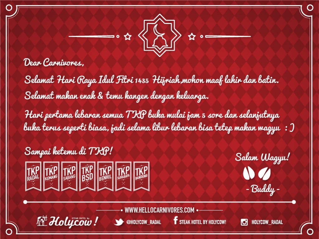 Selamat Hari Raya Idul Fitri - Holycow Steak - HD Wallpaper 