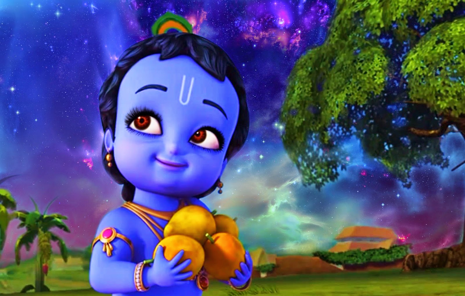 Hd Cartoon Wallpapers - Krishna Animated - HD Wallpaper 