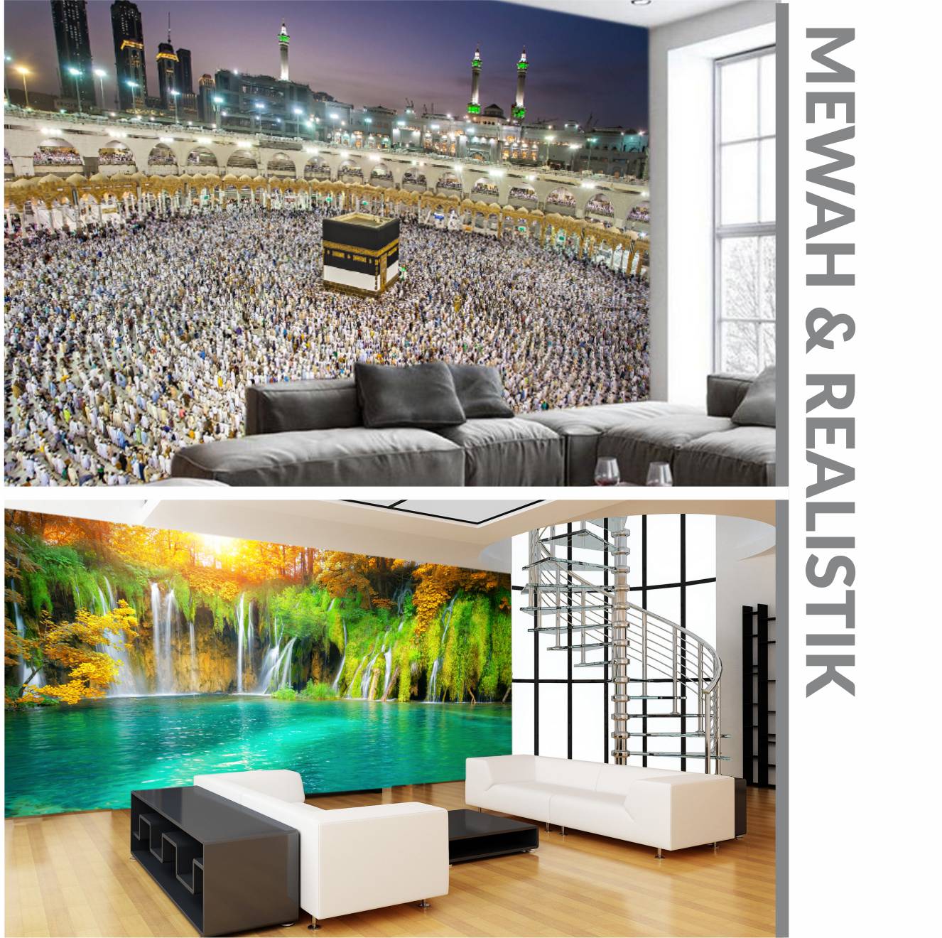 Wallpaper 3d Wallpaper Dinding Custom Air Terjun - Interior Design - HD Wallpaper 