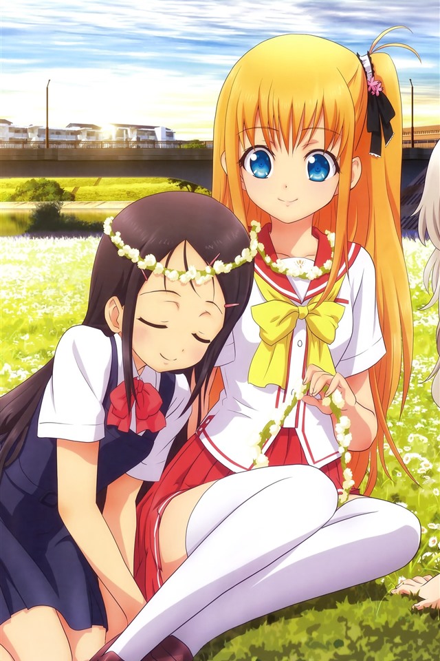 4 Anime Girl Best Friends - 640x960 Wallpaper 