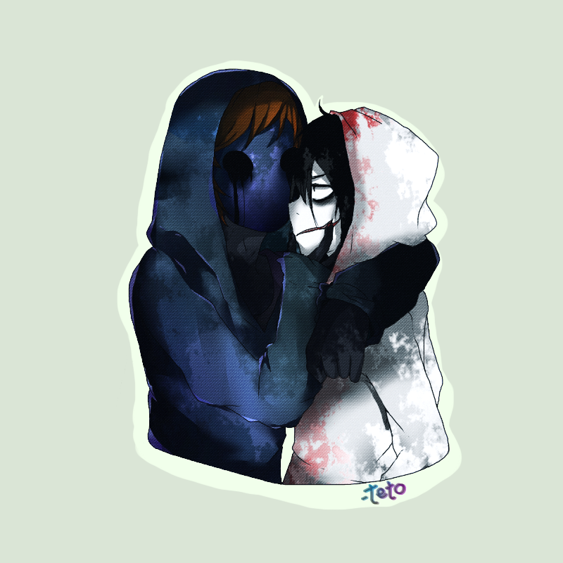 Drawn Eyeless Jack Jeff The Killer Fanart - Jeff The Killer Love Eyeless Jack Kiss - HD Wallpaper 