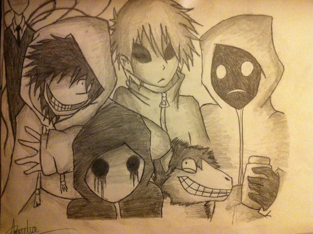 Creepypasta Gang - Drawings Of Creepypasta Characters - HD Wallpaper 